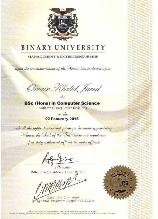 马来西亚百纳利大学毕业证书样本