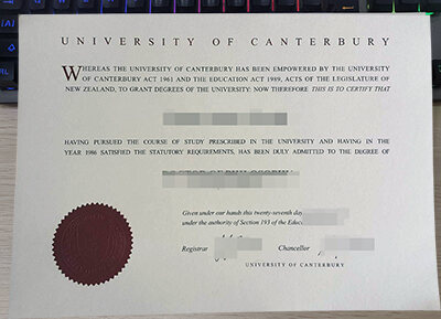 新西兰坎特伯雷大学毕业证样本