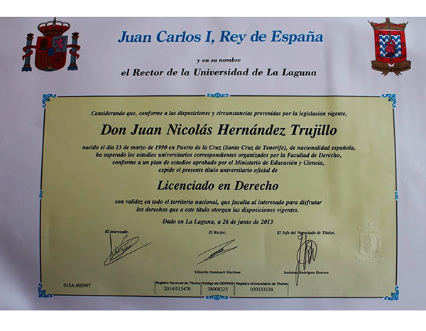 西班牙拉古纳大学毕业证样本