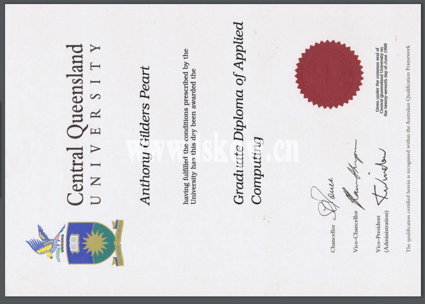 澳大利亚中央昆士兰大学毕业证样本