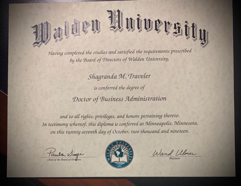 美国瓦尔登大学毕业证样本