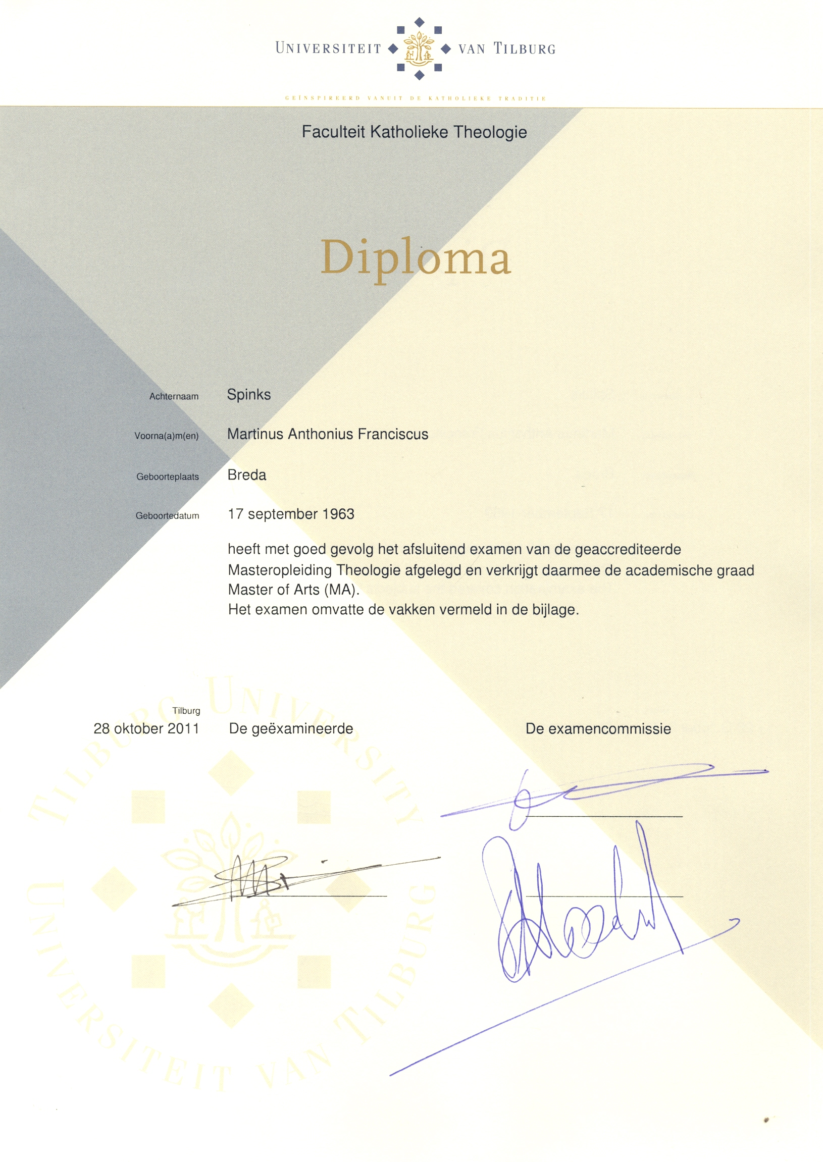 荷兰蒂尔堡大学毕业证样本