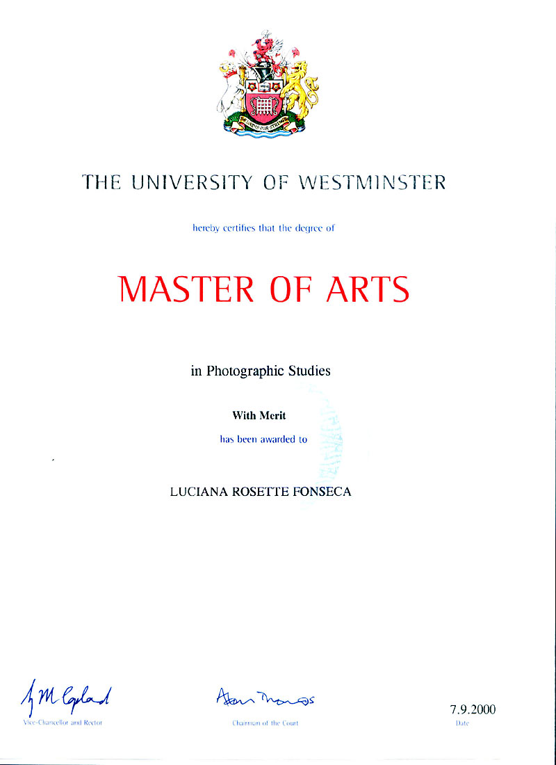 英国威斯敏斯特大学毕业证样本