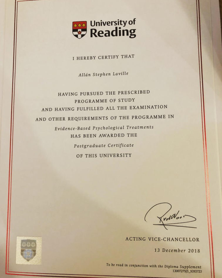 英国雷丁大学毕业证样本