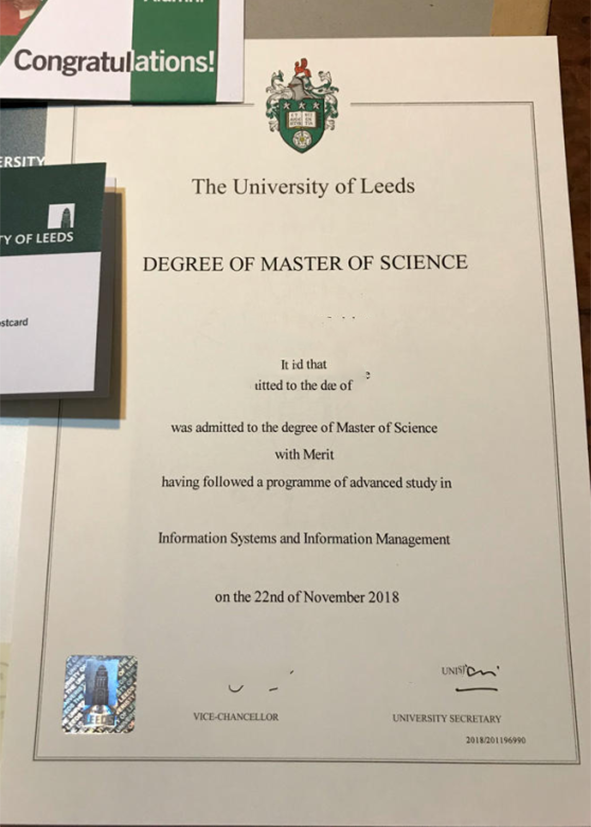 英国利兹大学毕业证样本