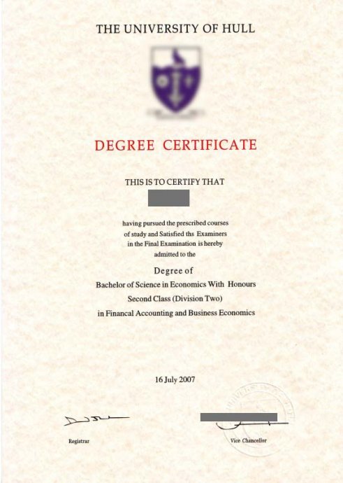 英国赫尔大学毕业证样本